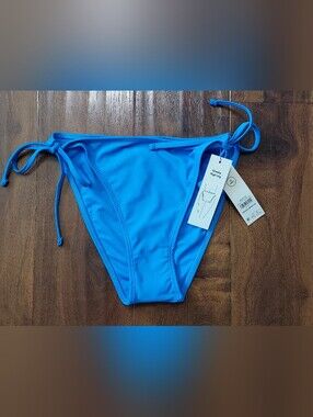No Boundaries Bright Blue Tie-Side Bikini Bottoms